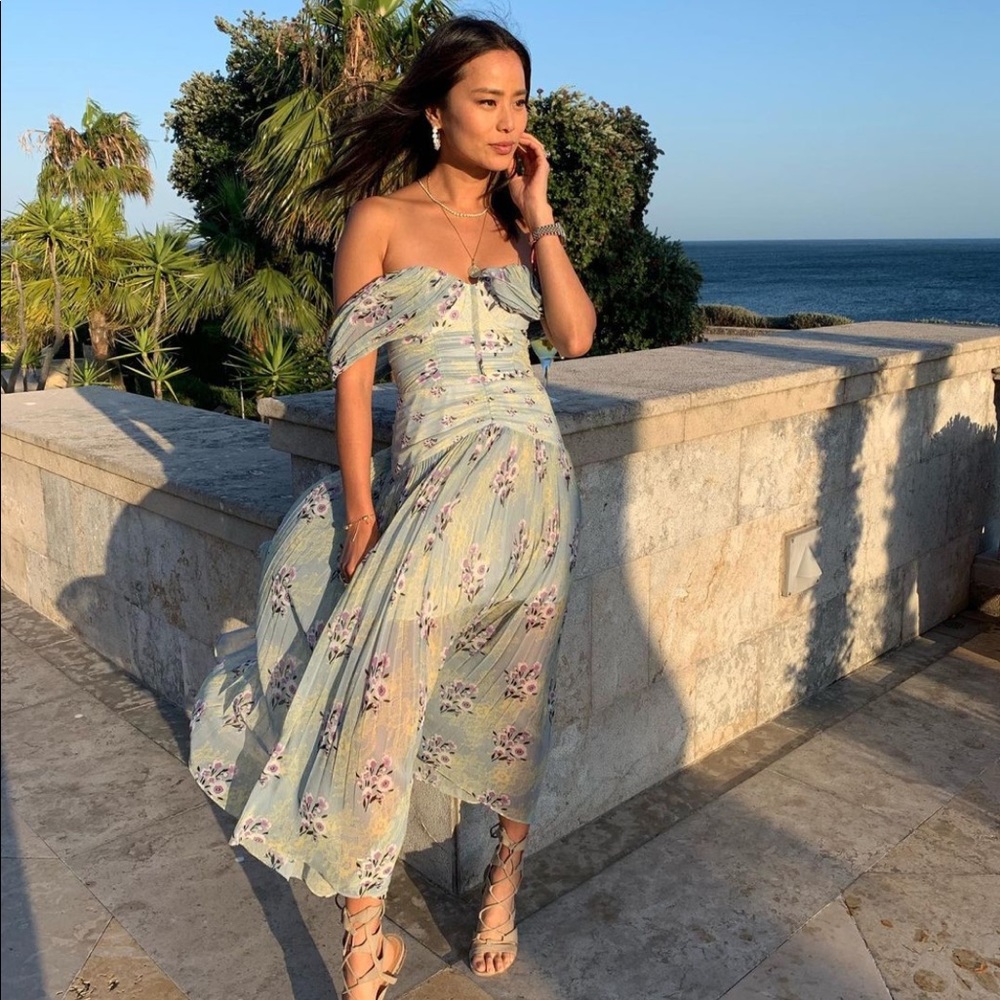 SOLD Self-Portrait Cold-Shoulder Floral Chiffon Dress - Picture 2 of 8